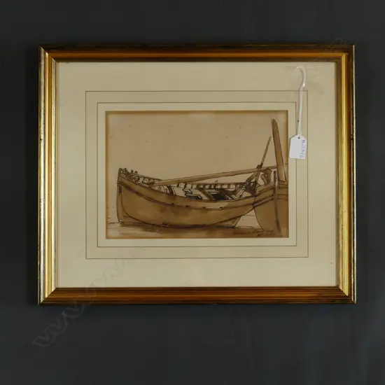 ARTIST UNKNOWN BOLOGNE BOATS INK DRAWING ON PAPER, 1820 185x270mm