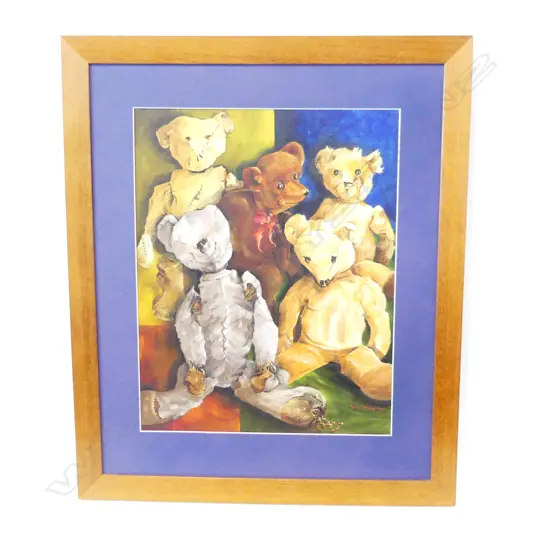 NOLA WEBER 'THREADBARE' TEDDIES OIL ON BOARD 495x390mm