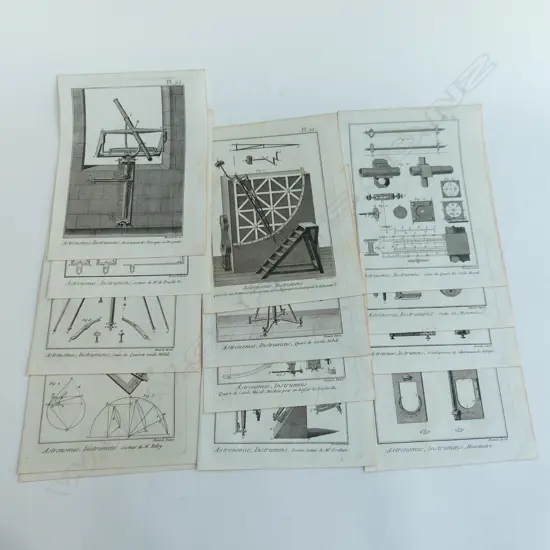 14 18thC BENARD DIREXIT FRENCH 'ASTRONOMIE INSTRUMENS' BOOKPLATE ENGRAVINGS 245x195mm