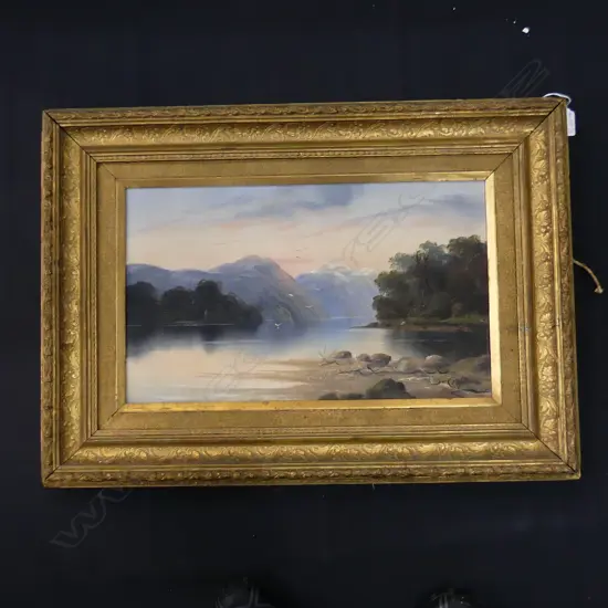 S. CROFT COLONIAL LANDSCAPE OIL 260x440mm GILT FRAME