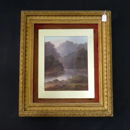 CHAS YOUNG - COLONIAL RIVER LANDSCAPE OIL 285x225mm - GILT FRAME