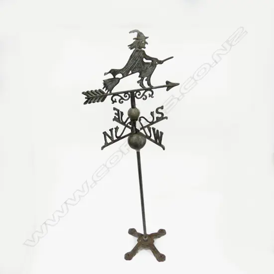 METAL WIND WEATHER VANE w. WITCH H.1015mm