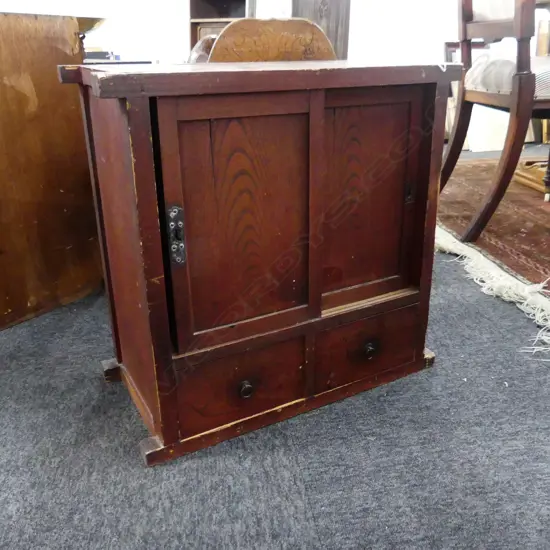 JAPANESE VINTAGE BEDSIDE / COLLECTORS CHEST pr drs 2 drws. 560x255x600mm.