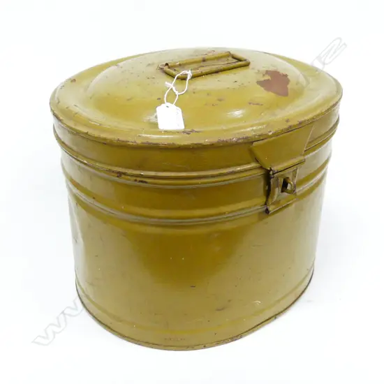 LG OVAL PAINTED METAL HAT BOX DIA 350 X 310 X H 280MM