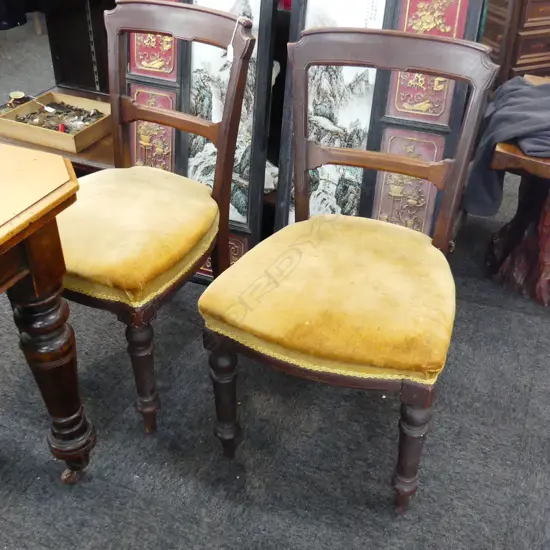 PR EARLY 20thC DINING CHAIRS - MUSTARD VELVET SEAT