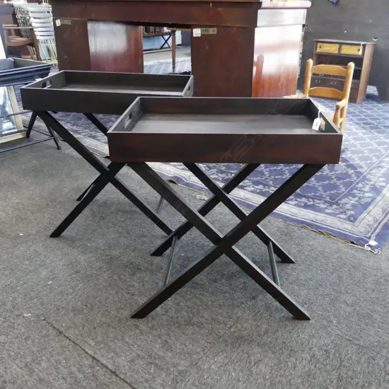 PR EBONISED TRAY TABLES 600x400x660mm