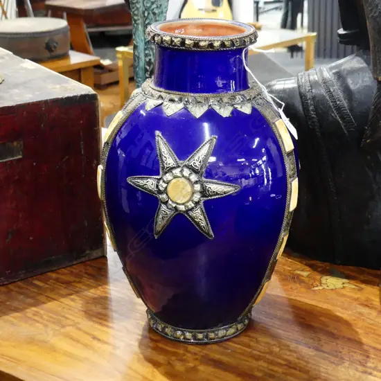 BLUE MOROCCAN VASE H.350mm