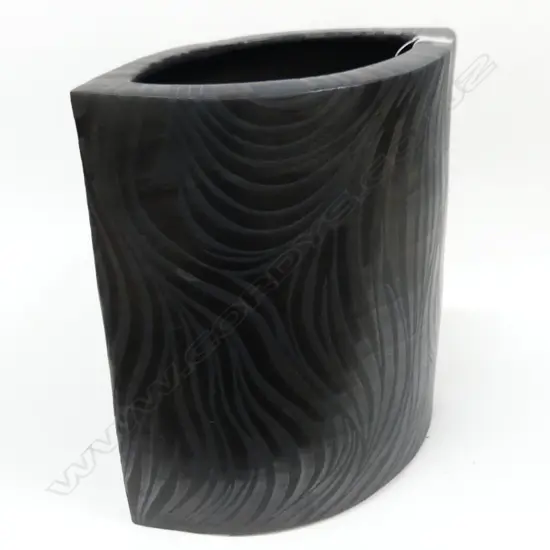 CERAMIC ART UMBRELLA/STICK STAND ELIPTICAL w black curved stripes H.450mm