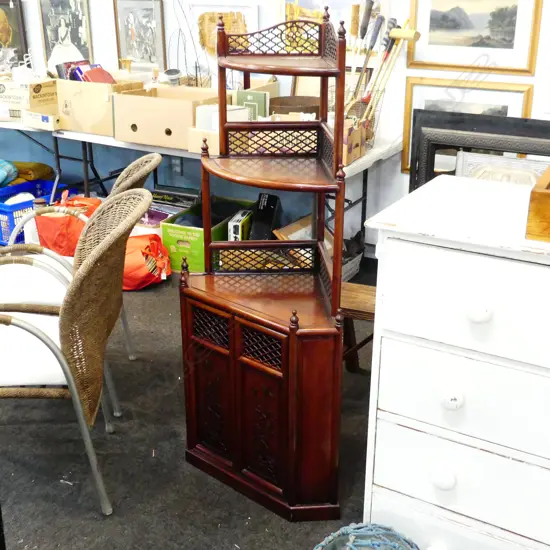 ORIENTAL CORNER UNIT w. 2 TIER SHELF ABOVE 470x470x1450mm