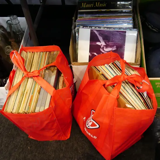 BOX LOT ASST. RECORDS + 2 BAGS