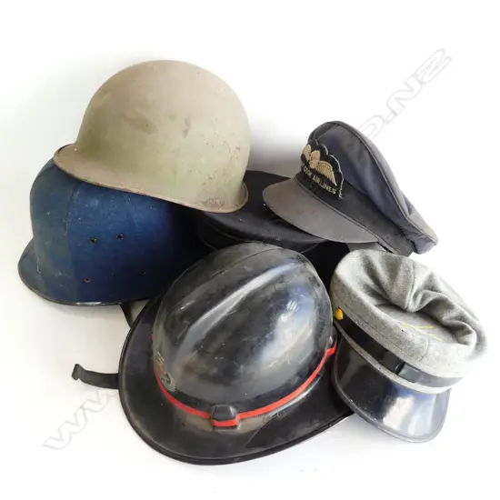 6 HELMETS & HATS  US MARINE NZ POLICE MT COOK AIRLINES ETC 