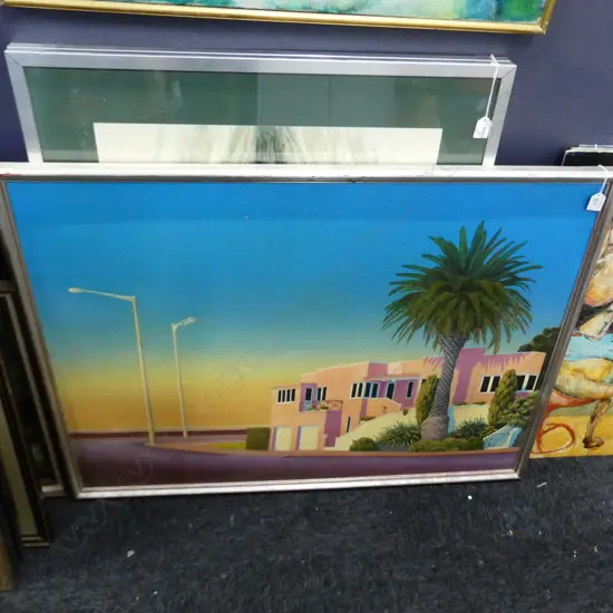 STEPHEN STOCKLEY - PINK DECO HOUSE AT 135 TAMAKI DRIVE - ACRYLIC ON BOARD 1983 740x1000mm 