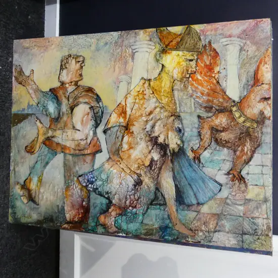 GRANT FINCH - 2 FIGURES - ACRYLIC ON BOARD 600x800mm unframed