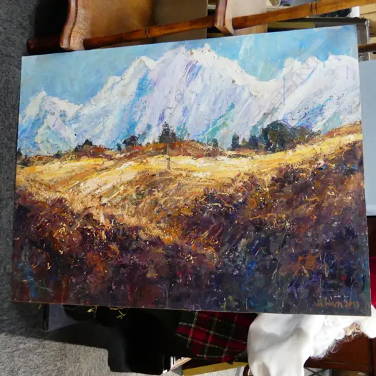 GRANT FINCH - ABSTRACT LANDSCAPE - OIL ON BOARD 2019 600x800mm unframed