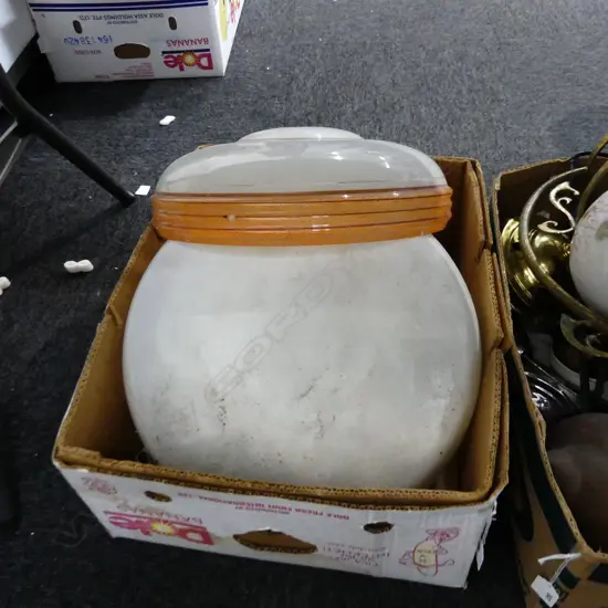 BOX LOT LG VINTAGE LIGHT SHADES; CEILING PENDANT