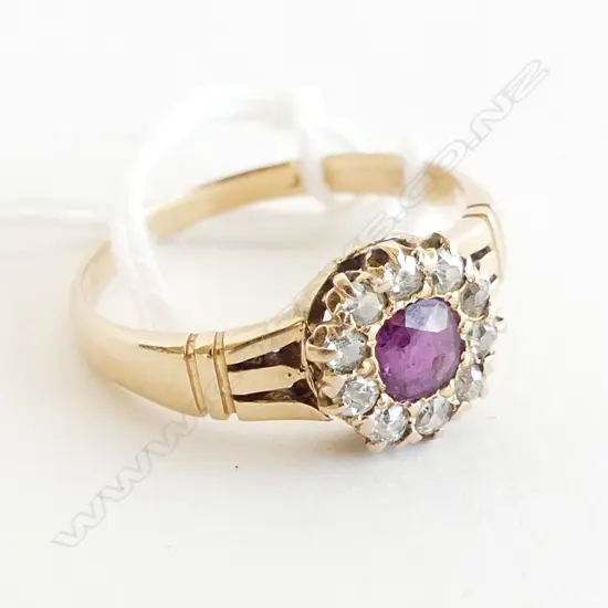 9CT GOLD RUBY & DIAMOND RING 3.23 GMS  SIZE Q