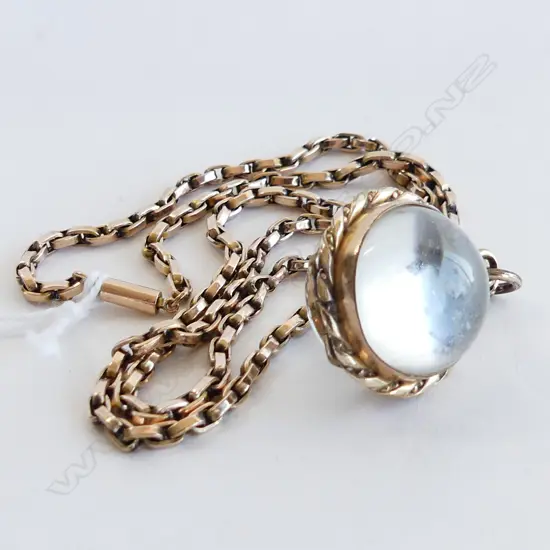 9CT GOLD CHAIN ( 7.73GMS) WITH GOLD PLATED GLASS BALL LOCKET PENDANT