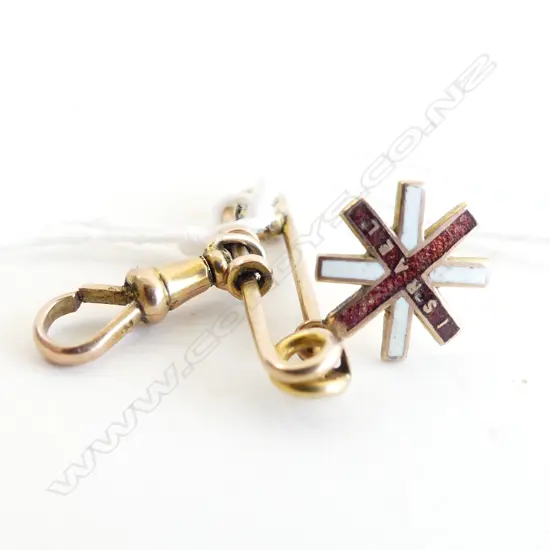 9CT GOLD BAR CLIP & ISRAEL CHARM  2.8gm