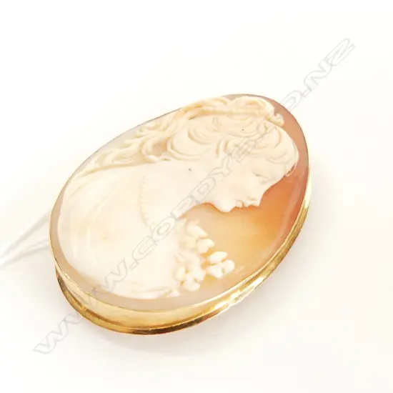 9CT GOLD MOUNTED CAMEO 47 x 34MM  11.3GM