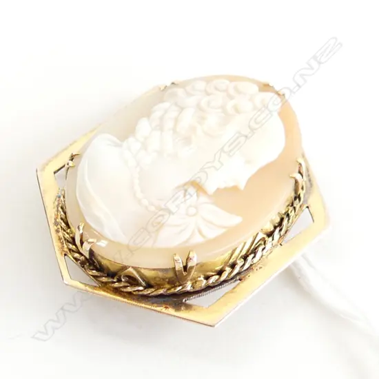 9CT GOLD CAMEO BROOCH 9.1GMS 