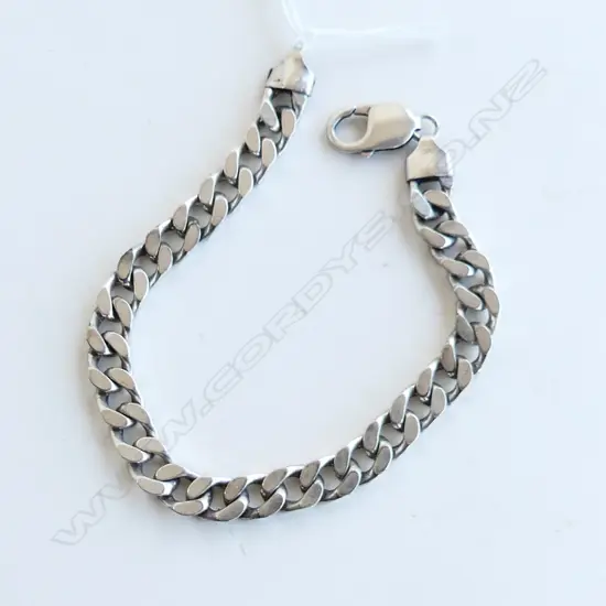 MENS 925 SILVER CURB LINK BRACELET 33.6GMS