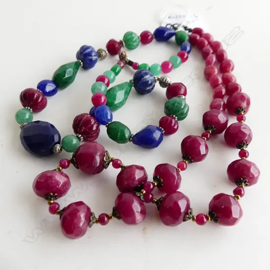2 GEMSTONE BEAD NECKLACES 