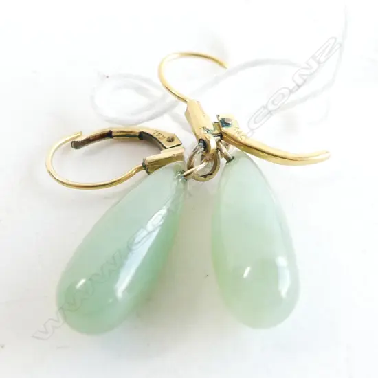 PR 14CT ROLLED GOLD & JADEITE EARRINGS