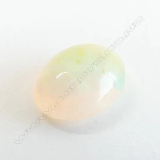 NATURAL OPAL, OVAL CABOCHON, WHITE WITH PLAY OF COLOUR, WITH AIG CERTIFICATE