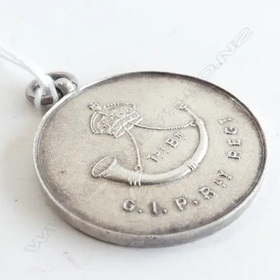 SILVER MILITARY MEDALLION 1ST Battalion. 'G.I.P.Rly. REDT. Not presented. Dia.37mm
