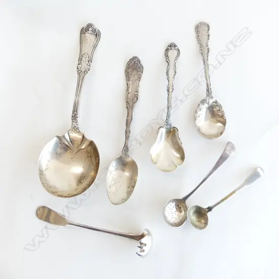 7 ASST STG SILVER PCS; SERVING SPOON, SM SPOONS & LADLES ETC..226 GMS
