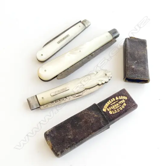 3 S/S & MOP POCKET KNIVES 1 IN ORIGINAL BOX