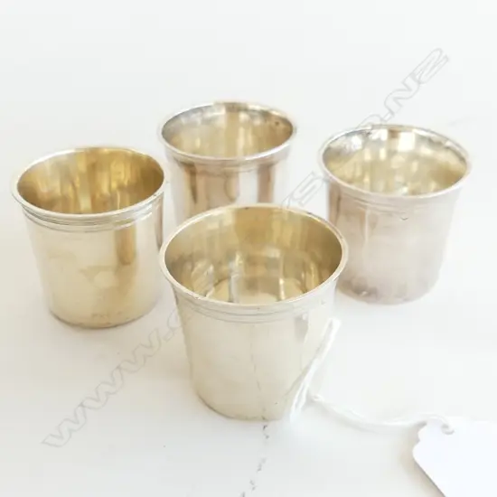 4 FRENCH SILVER SHOT GLASSES C.1800 H.40mm 82 GRAMS