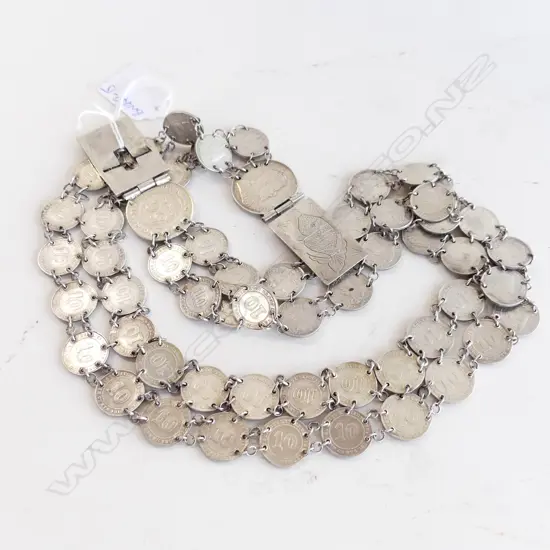 STRAITS SETTLEMENTS SILVER COIN BELT