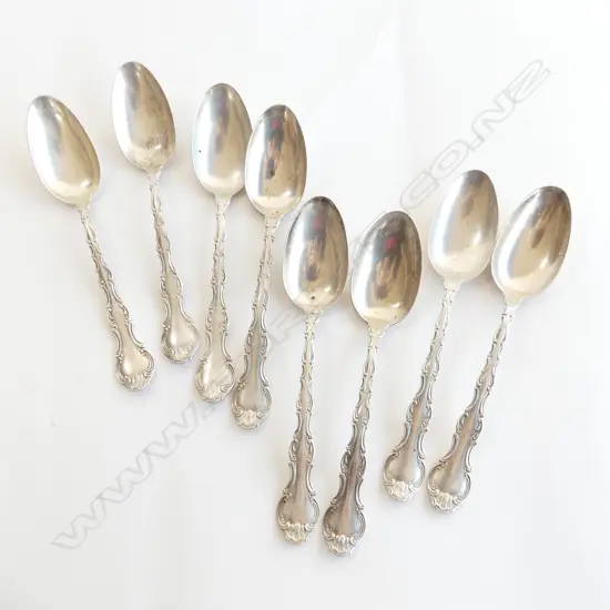 SET 8 STG SILVER TEASPOONS, SOME WEAR 122GMS