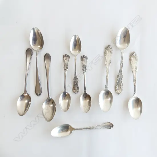 10 ASST STG SILVER TEASPOONS 232GMS