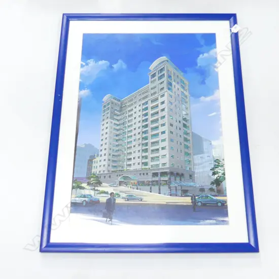 COLIN ALLEN ACRYLIC AUCKLAND HOTEL ? signed & dated 5 1996. 700x490mm. Framed