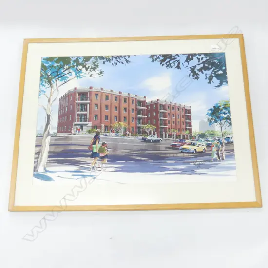 COLIN ALLEN ACRYLIC AUCKLAND BUILDINGS SIGNED. 500 x 700mm 1997