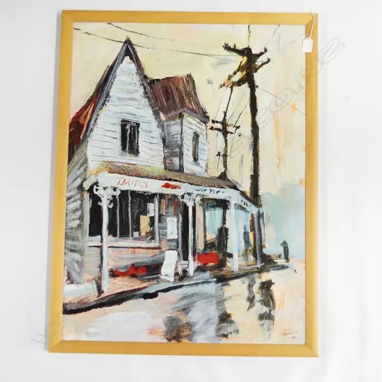 JOHN HORNER 'CORNER DIARY - NEW LYNN AUCKLAND' OIL ON BOARD 1997 780x580mm