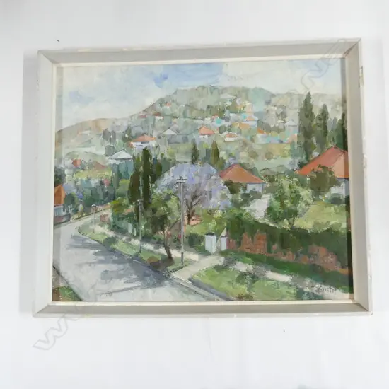 T. KRISTOP - SUBURBAN WELLINGTON SCENE - OIL ON BOARD 550x685mm