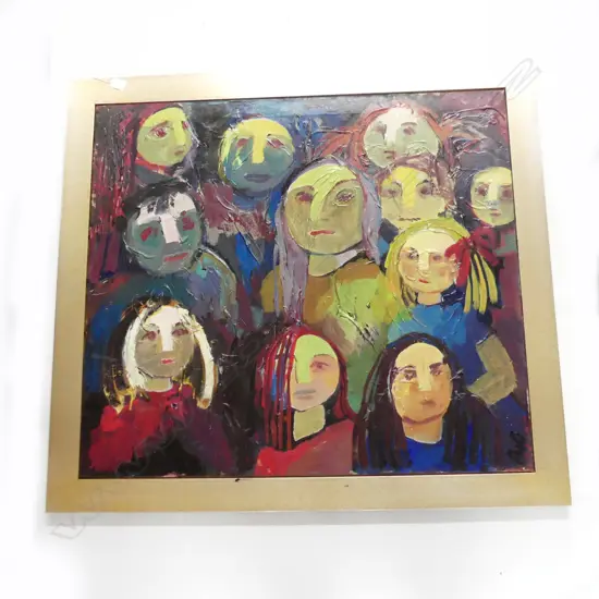 LARGE OIL ON CANVAS GIRL FACES H960MM W1M100MM