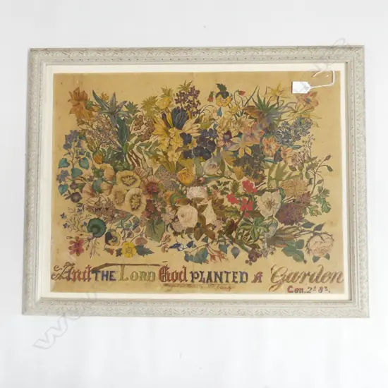 LATE VICTORIAN CHROMOLITHOGRAPH 'AND THE LORD GOD PLANTED A GARDEN' 450x590mm
