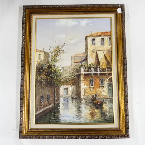 LG ITALIAN CANAL SCENE - OIL ON CANVAS 695x500mm