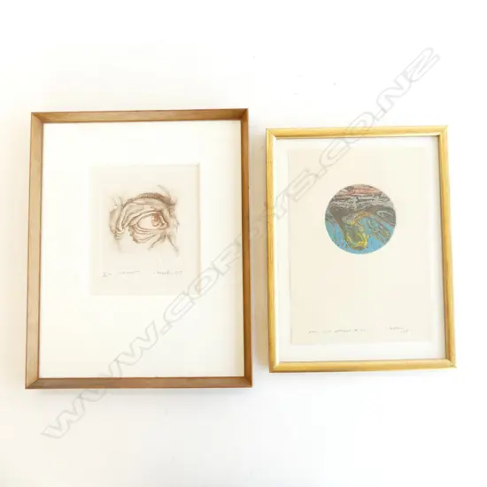 2 BARRY CLEAVIN ENGRAVINGS  EYE PIECE H370 W300MM & LOST MARBLE  SIGNED CLEAVIN