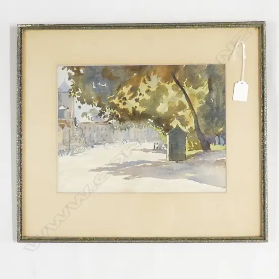 1930'S ARTIST UNKNOWN W/C TOWN STREET SCENE225 x 300mm