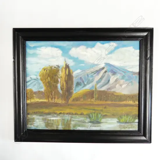 KARL SIM LANDSCAPE OIL ON BOARD 1940 400x500mm