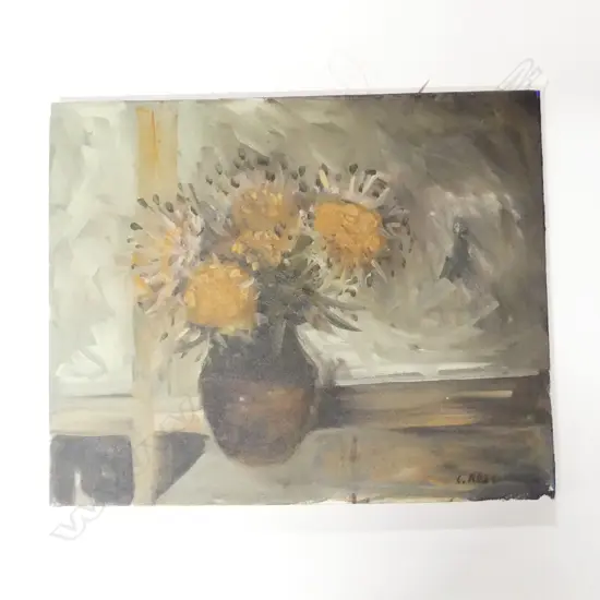 C ROSE OIL STILLIFE 'PROTEA'S' signed 460 x 560mm