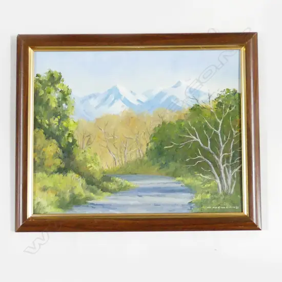 MAVIS NEWLAND, (NZ 20THC), UPPER MATAHIWI ROAD, MASTERTON, OIL ON BOARD, SIGNED, 270mm x 340mm