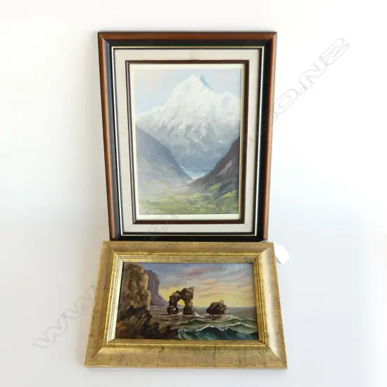 2 COLONIAL OILS; JOHN MADDEN, MT COOK 280x200mm + COASTAL SCENE