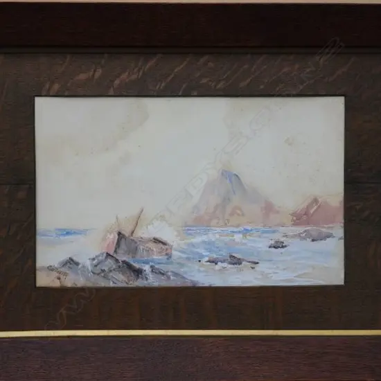 CHARLES WILLIAM FOSTER (NZ 1840-1920), SHIPWRECK ON ROCKS, WATERCOLOUR, SIGNED, 190mm x 300mm
