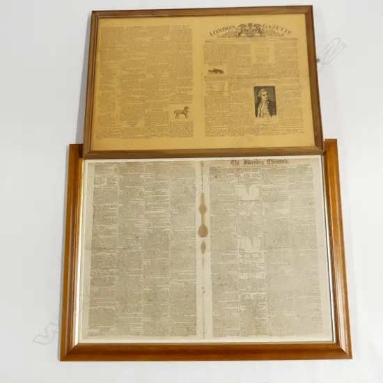 2 FRAMED DOUBLE SIDE 1800 NEWSPAPERS H570MMW710MM LARGEST